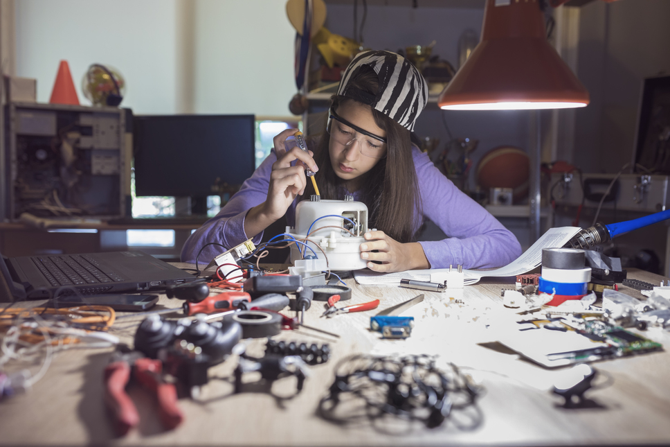 Girl doing science experiment