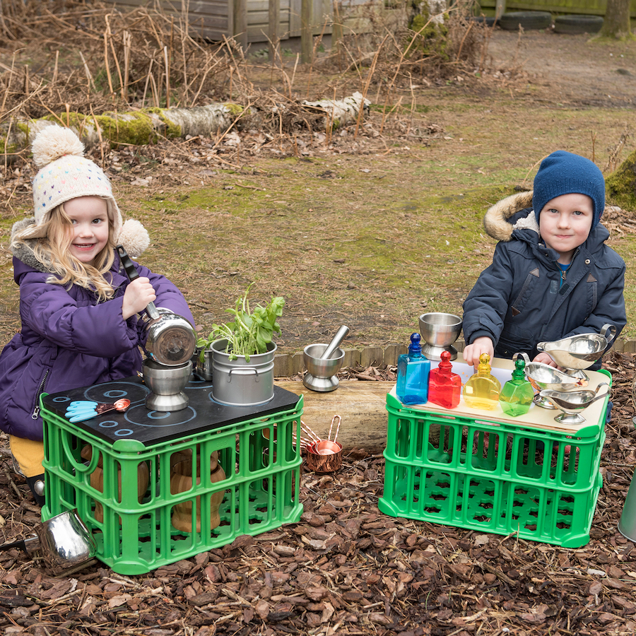 Messy play with crates